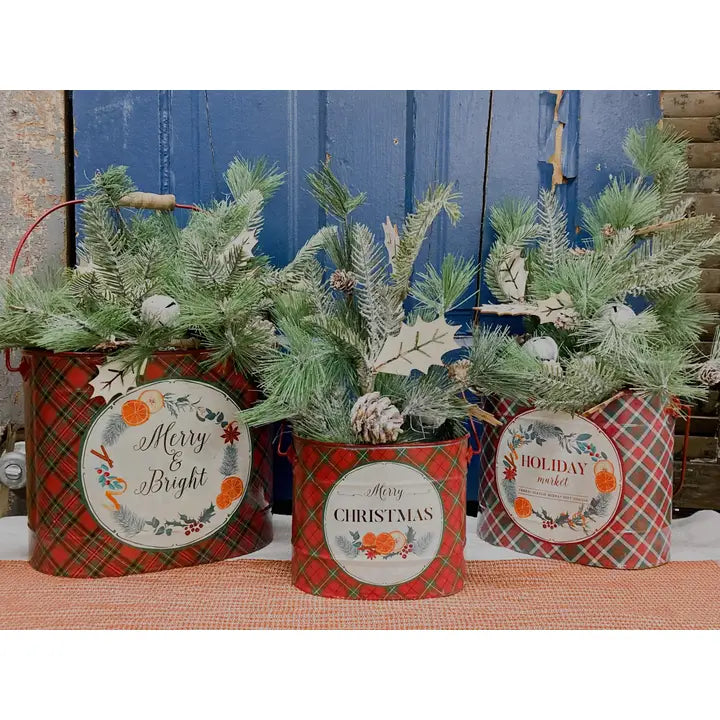 Plaid tins set of 3