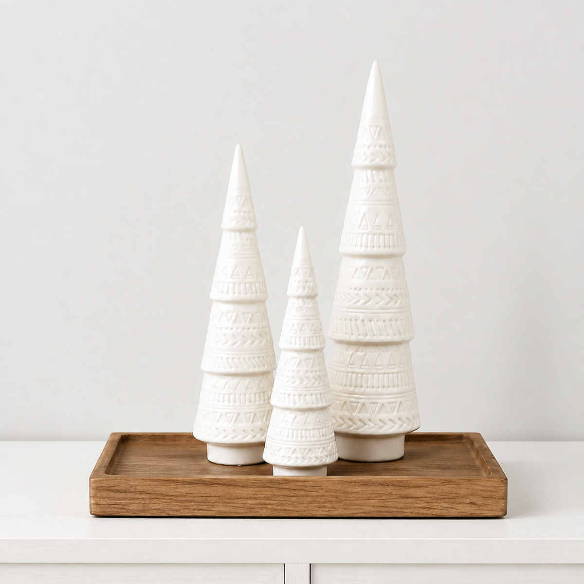 Winterbourne Ivory Ceramic Christmas Trees | Set of 3