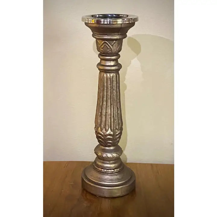 Smoky Glass Taper Candle Holder 12"