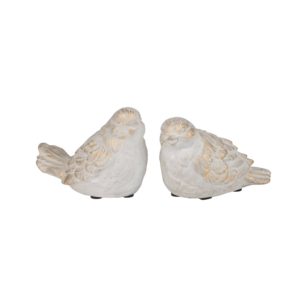 Gold cement bird figurines 5 inch decorative accent pieces farmhouse decor