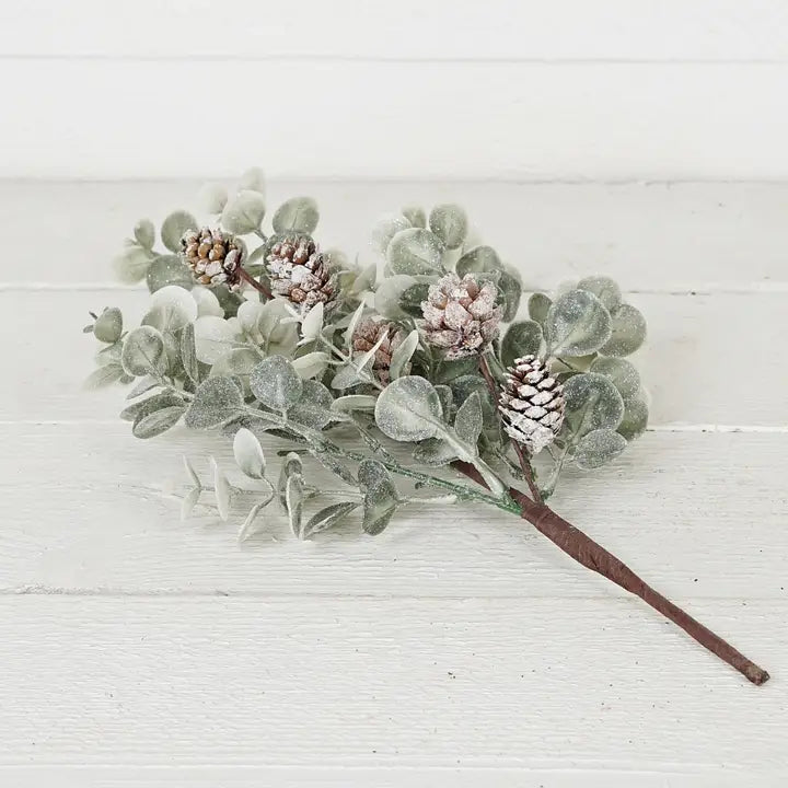 Sparkled Sage Eucalyptus Spray with Birchcones