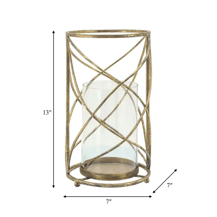 Valentina Gold Metal & Glass Pillar Candle Holder