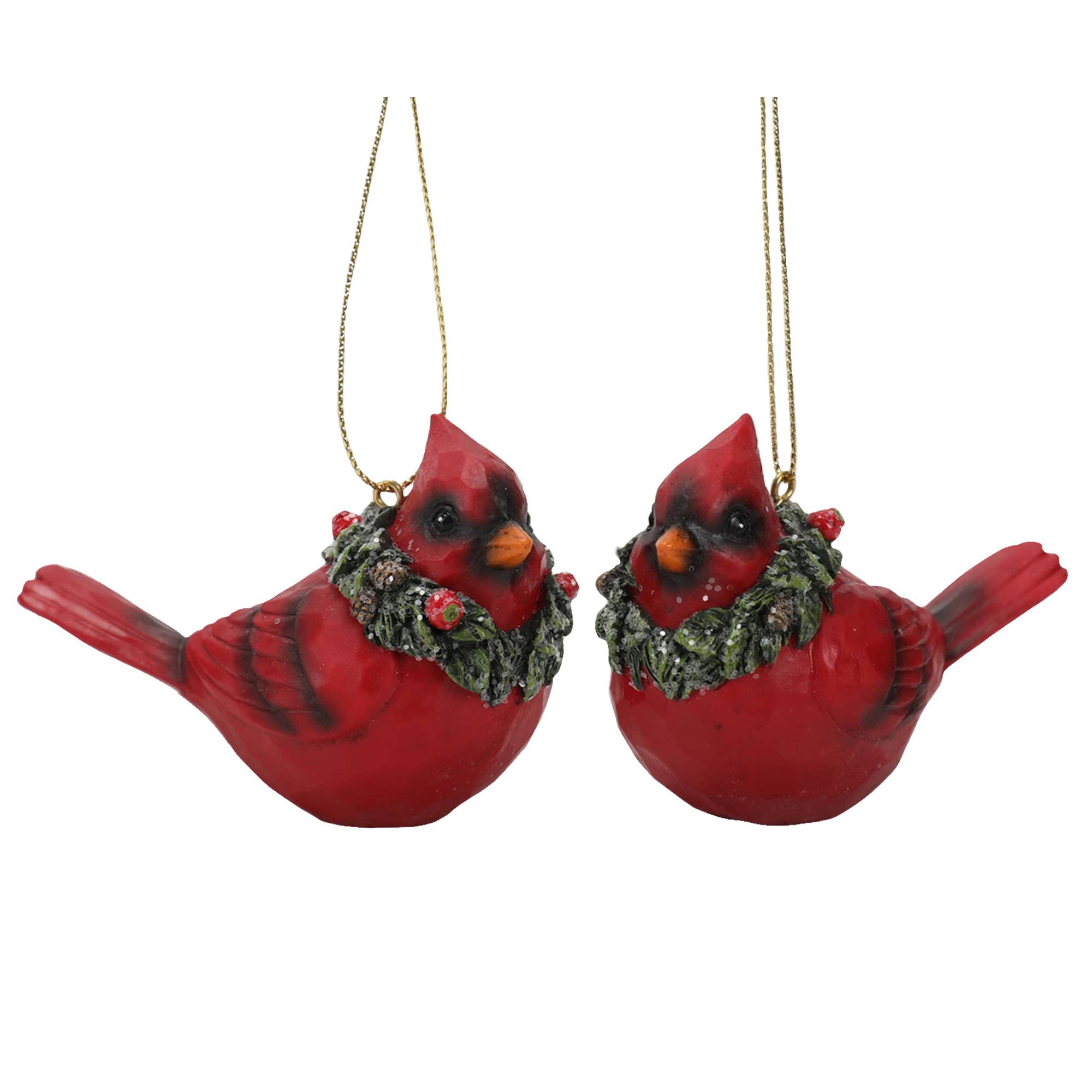 Charming set of 2 cardinal ornaments perfect for Christmas trees and holiday displays. 