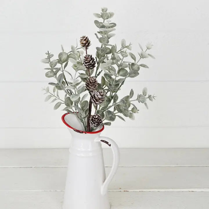 Sparkled Sage Eucalyptus Spray with Birchcones