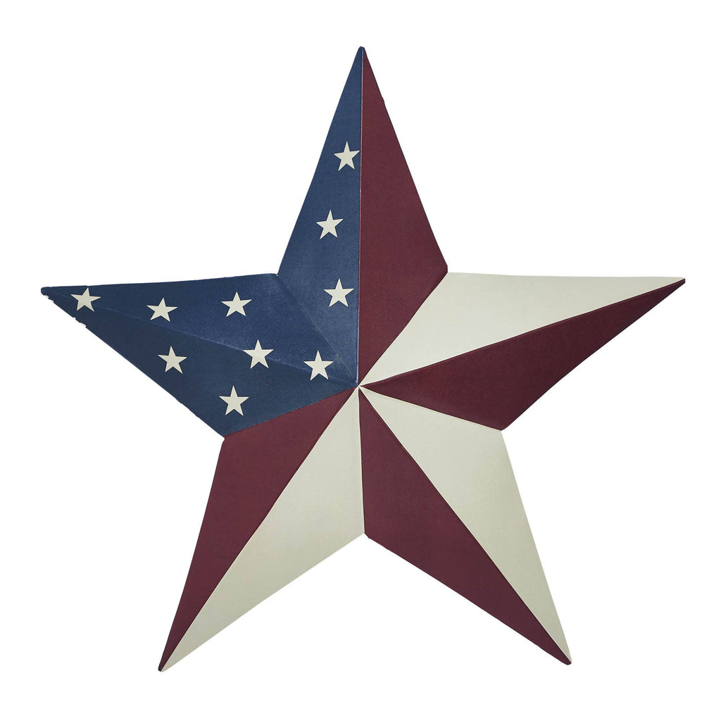 Decorative star with red, white, and blue colors on a white background