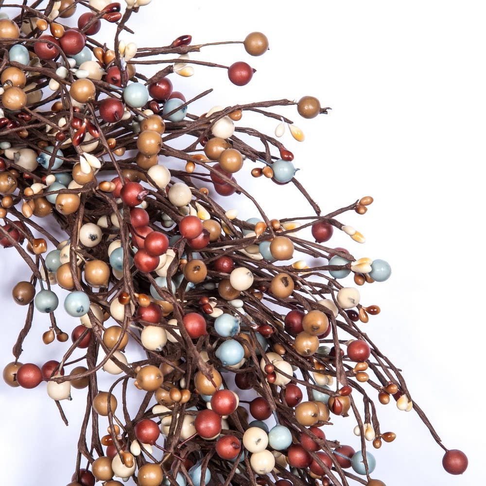  warm berry wreath with amber, rust, and crimson berries for  door or mantel decor