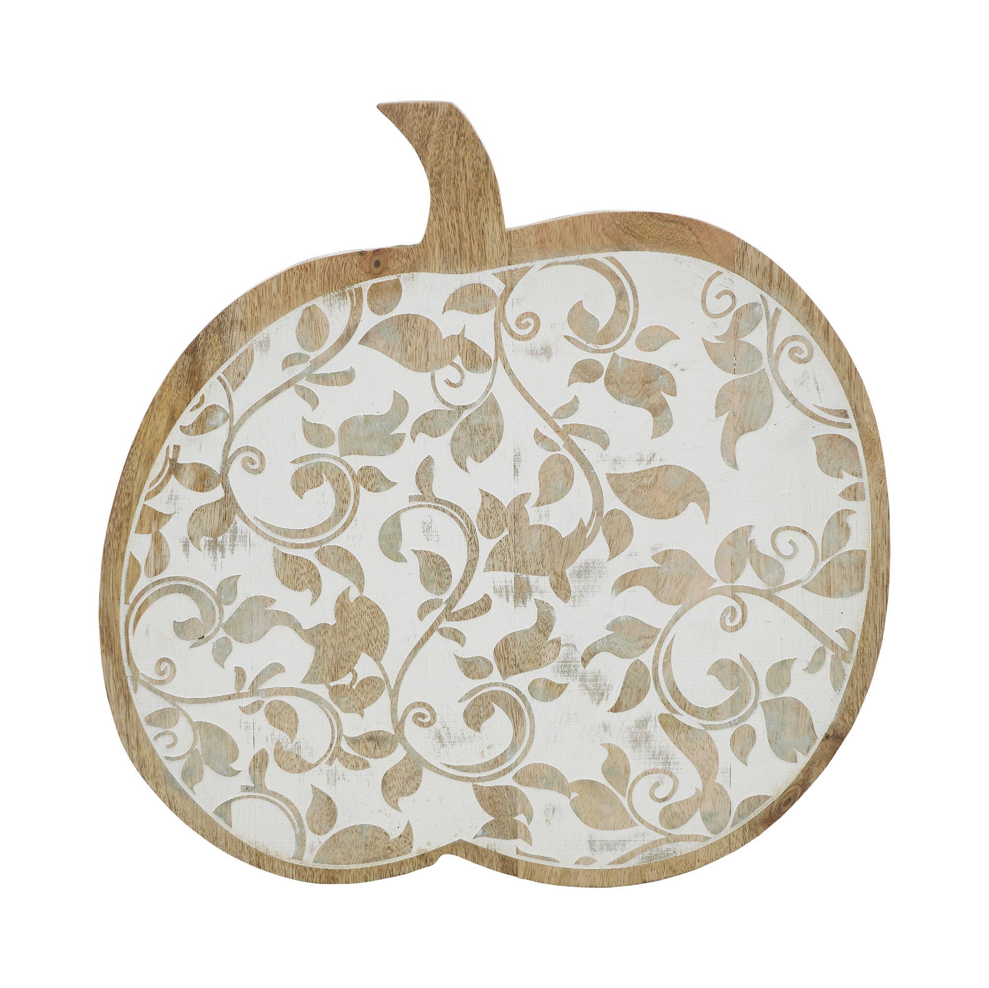 Carved Mango Wood Pumpkin | 14 x 14