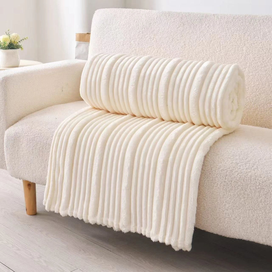 Leah Ultra Soft Ribbed Throw Blanket-Cream