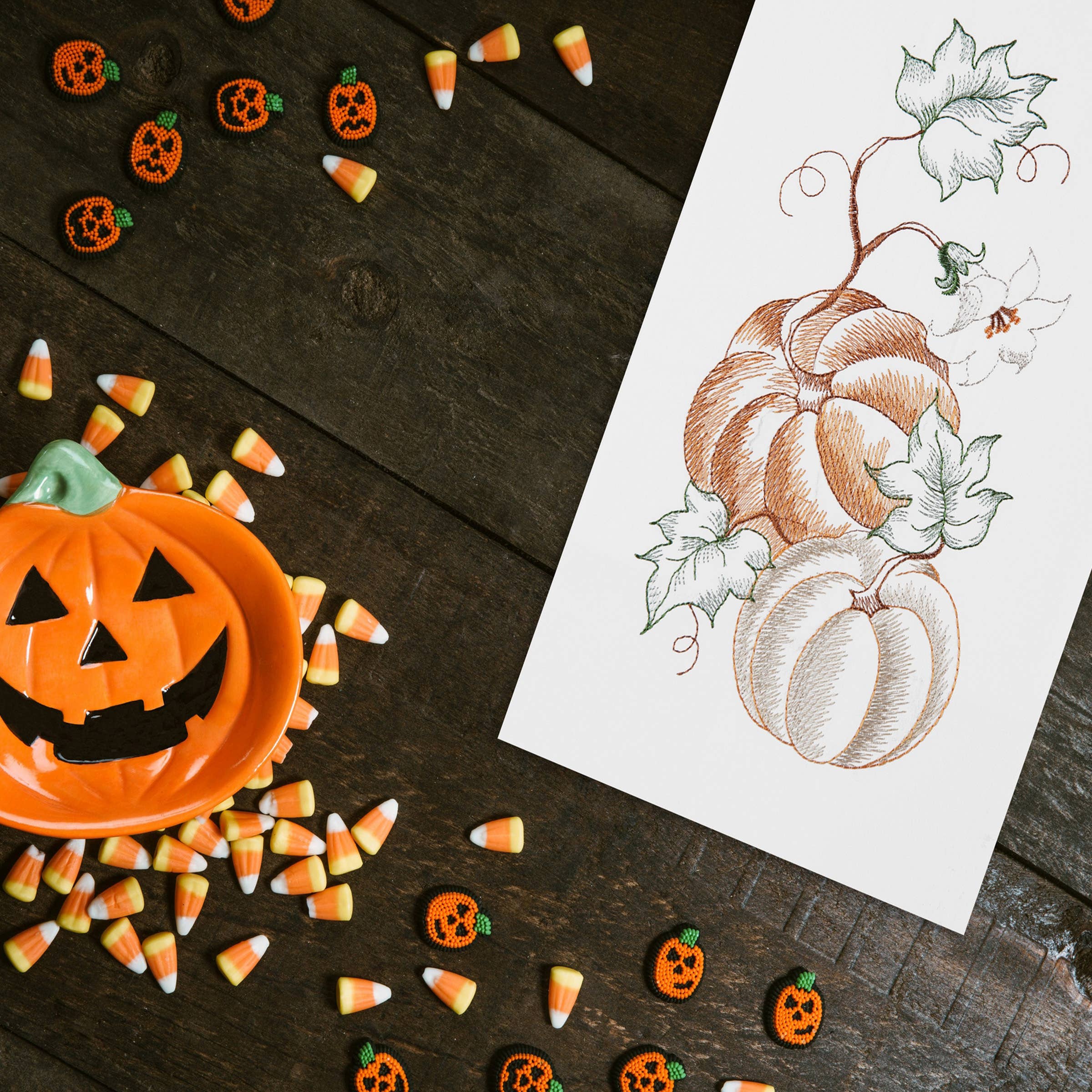 Pumpkins & Leaves Kitchen Towel