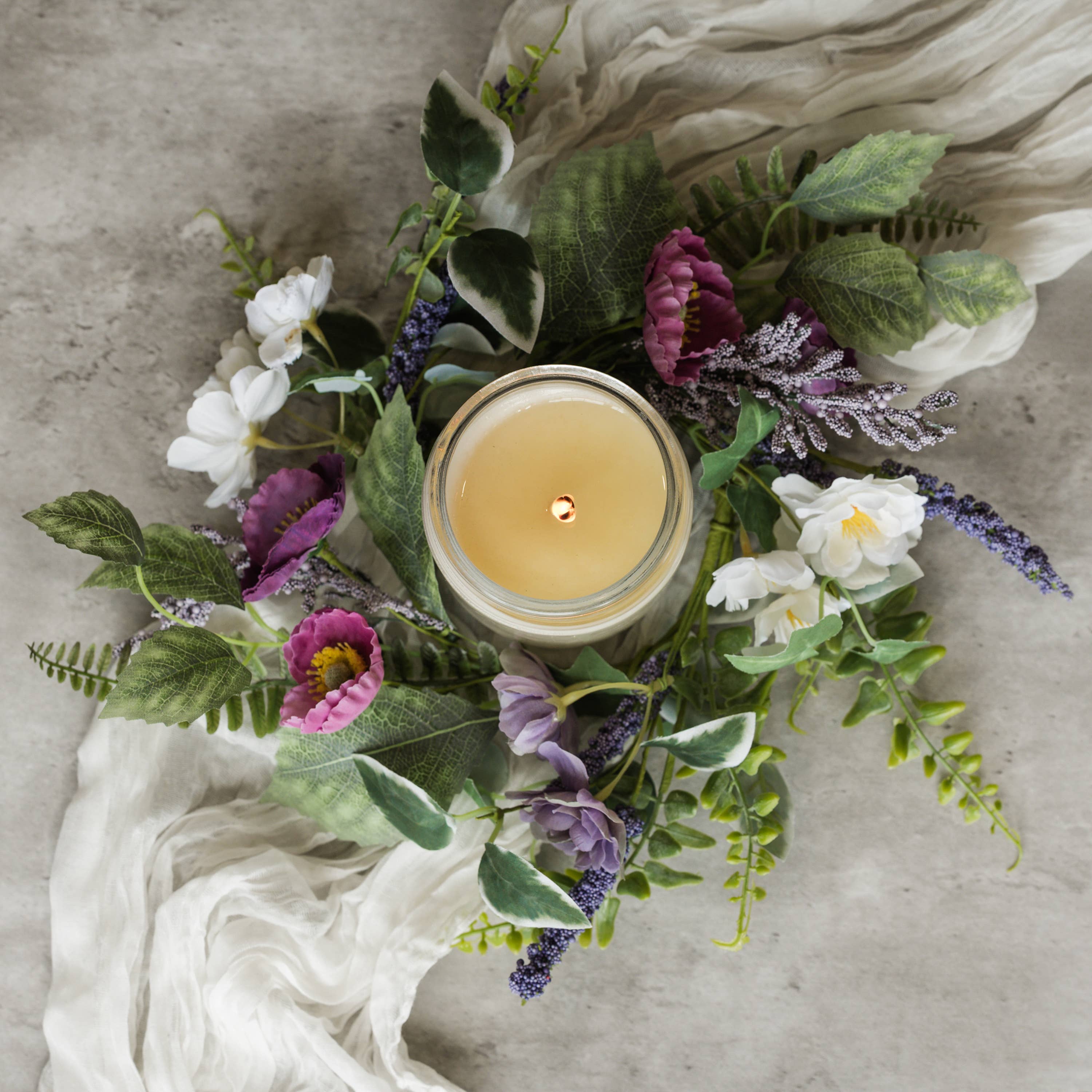 Wild Lavender & Poppy Candle Ring | 12"