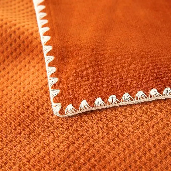 Lilah Velvet Waffle Throw Blanket-Autumn Orange 50 x 60