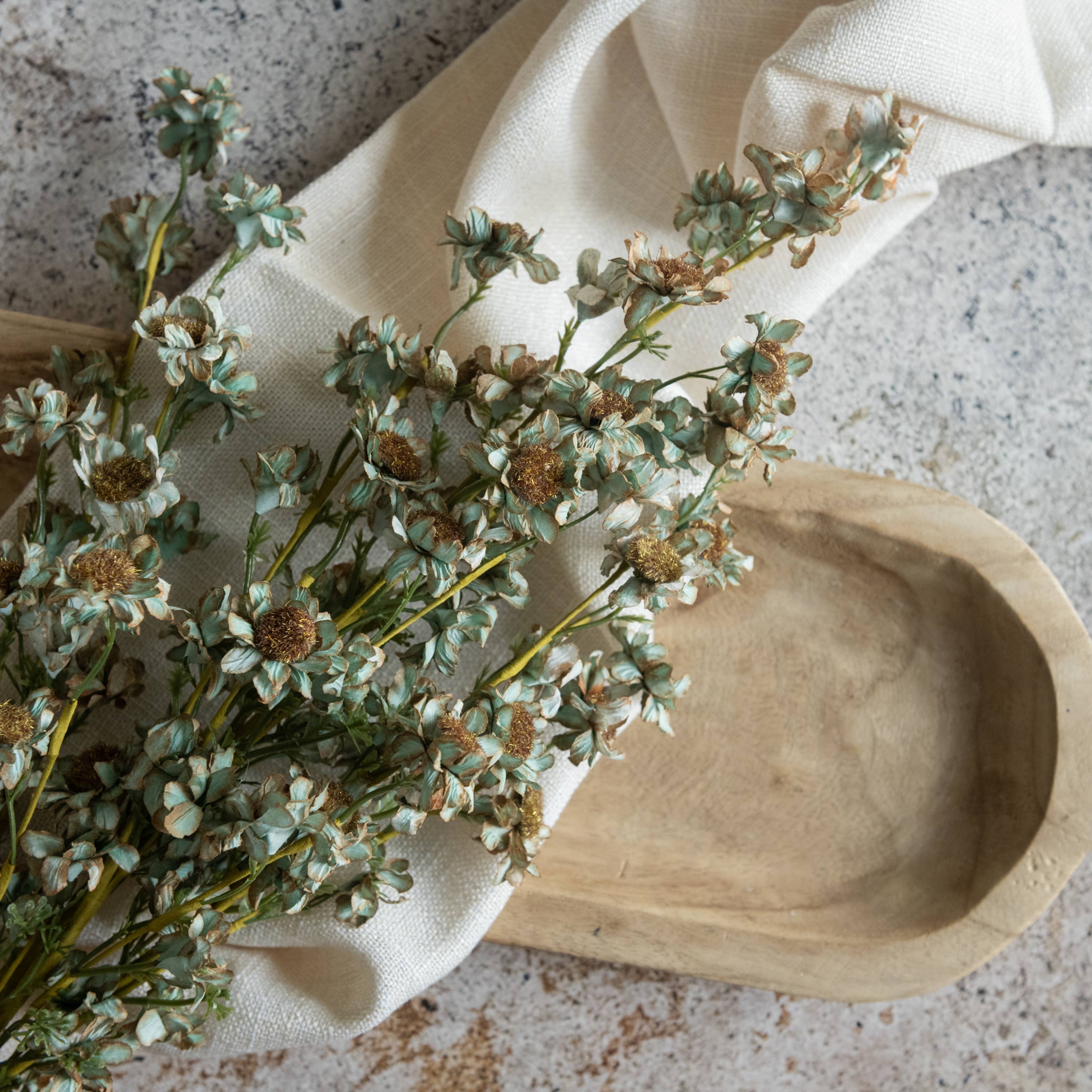 Antique Blue Daisy Stem, 22 inch artificial flower by Ragon House for home decor and tabletop arrangements