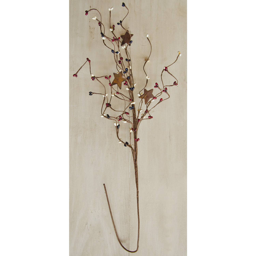 Decorative branch with stars and lights on a beige background