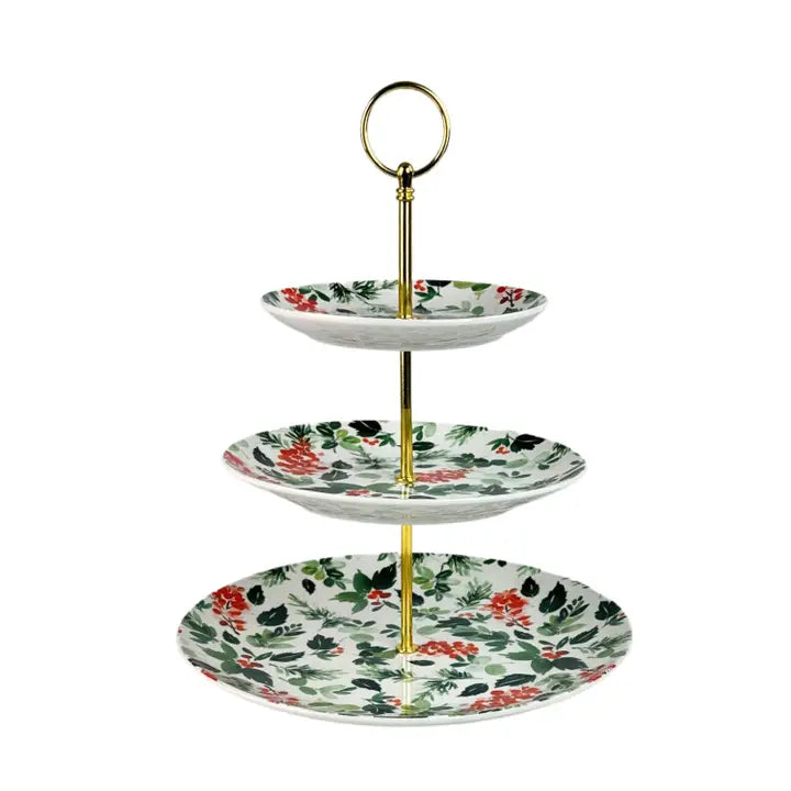 Red Berry 3-Tier Serving Tray