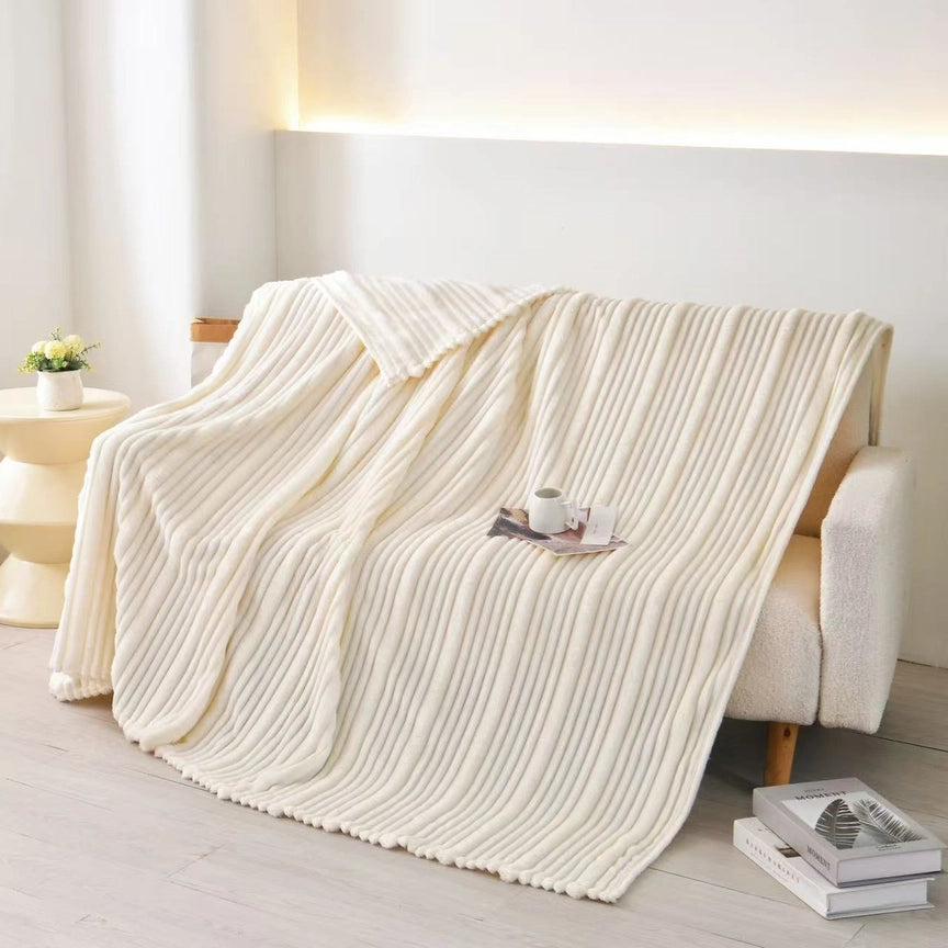 Leah Ultra Soft Ribbed Throw Blanket-Cream