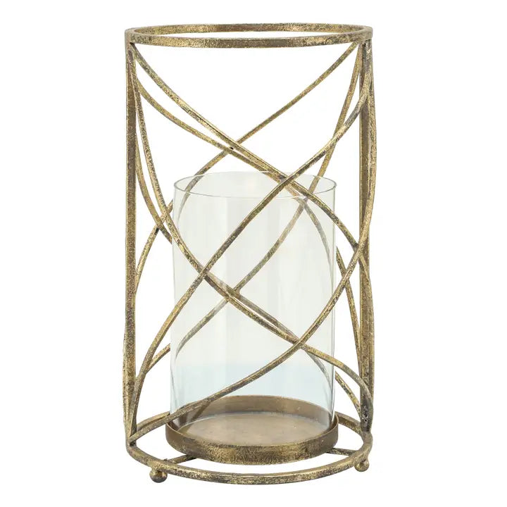 Valentina Gold Metal & Glass Pillar Candle Holder