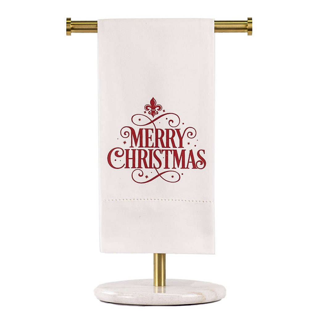Merry Christmas Hemstitch Hand Towel | Red & White 20" x 28"