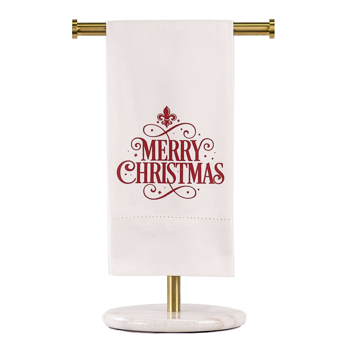 Merry Christmas Hemstitch Hand Towel | Red & White 20" x 28"