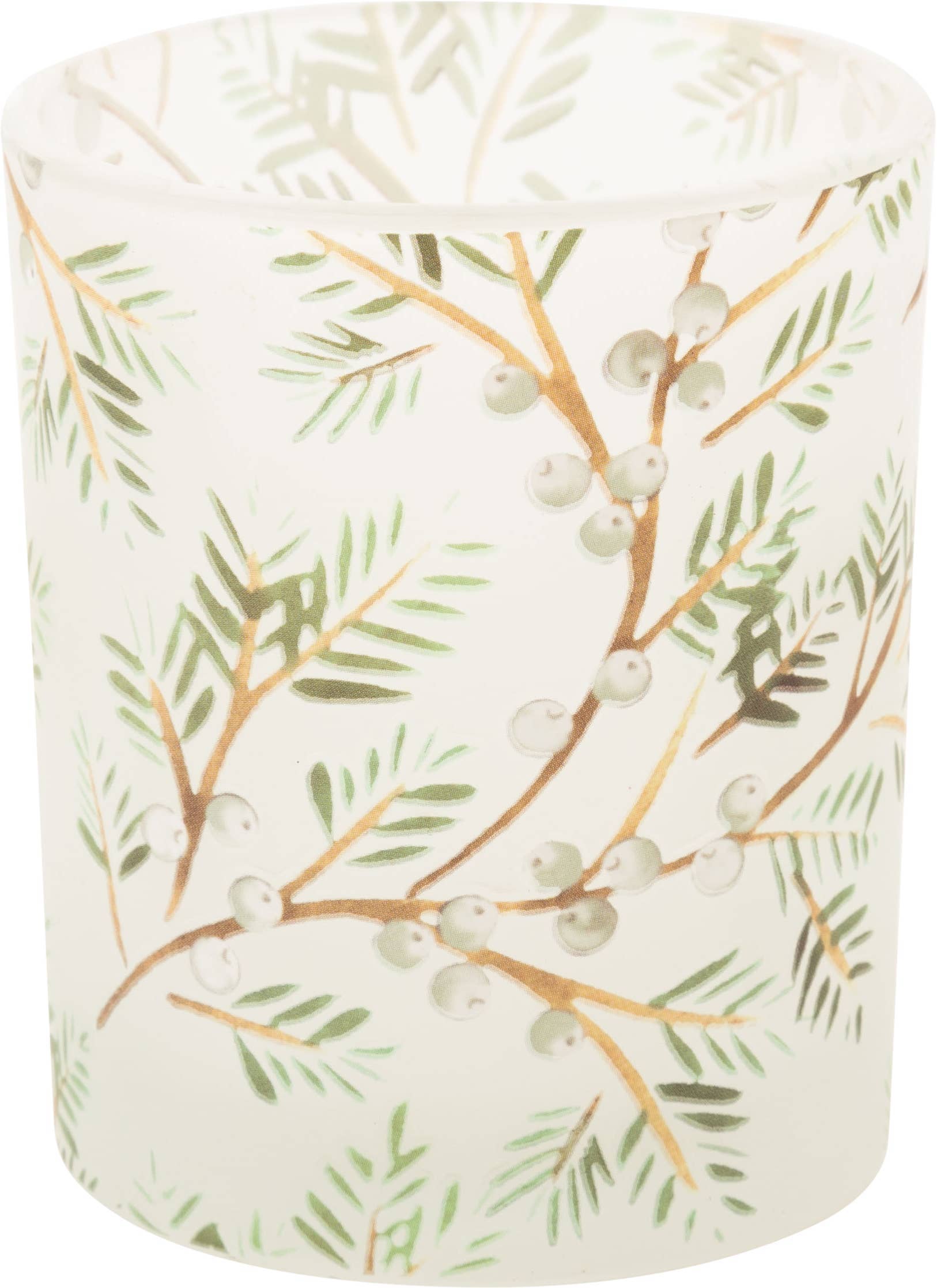 Frosted Evergreen glass votive 3 inch tealight candle holder Christmas decor