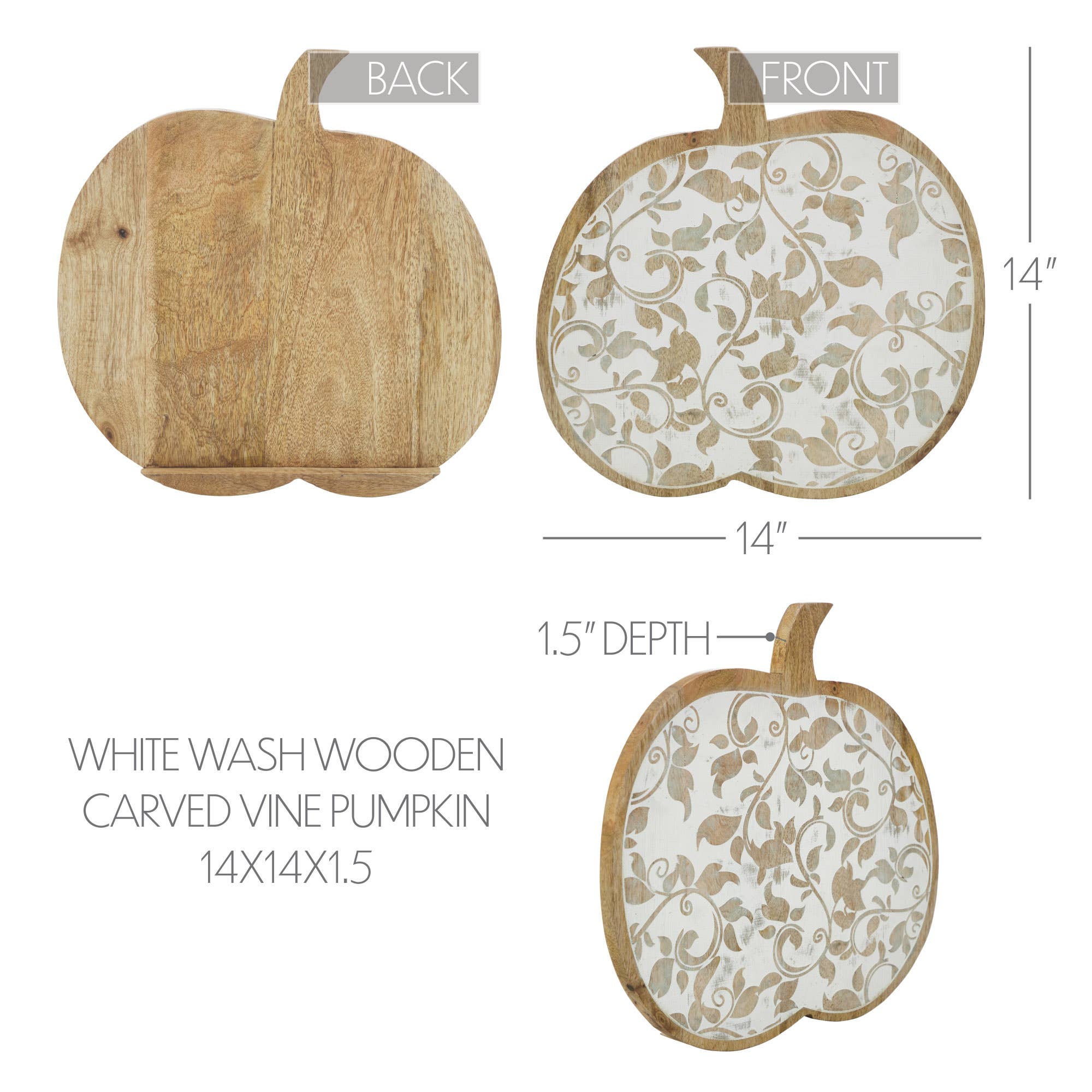 Carved Mango Wood Pumpkin | 14 x 14