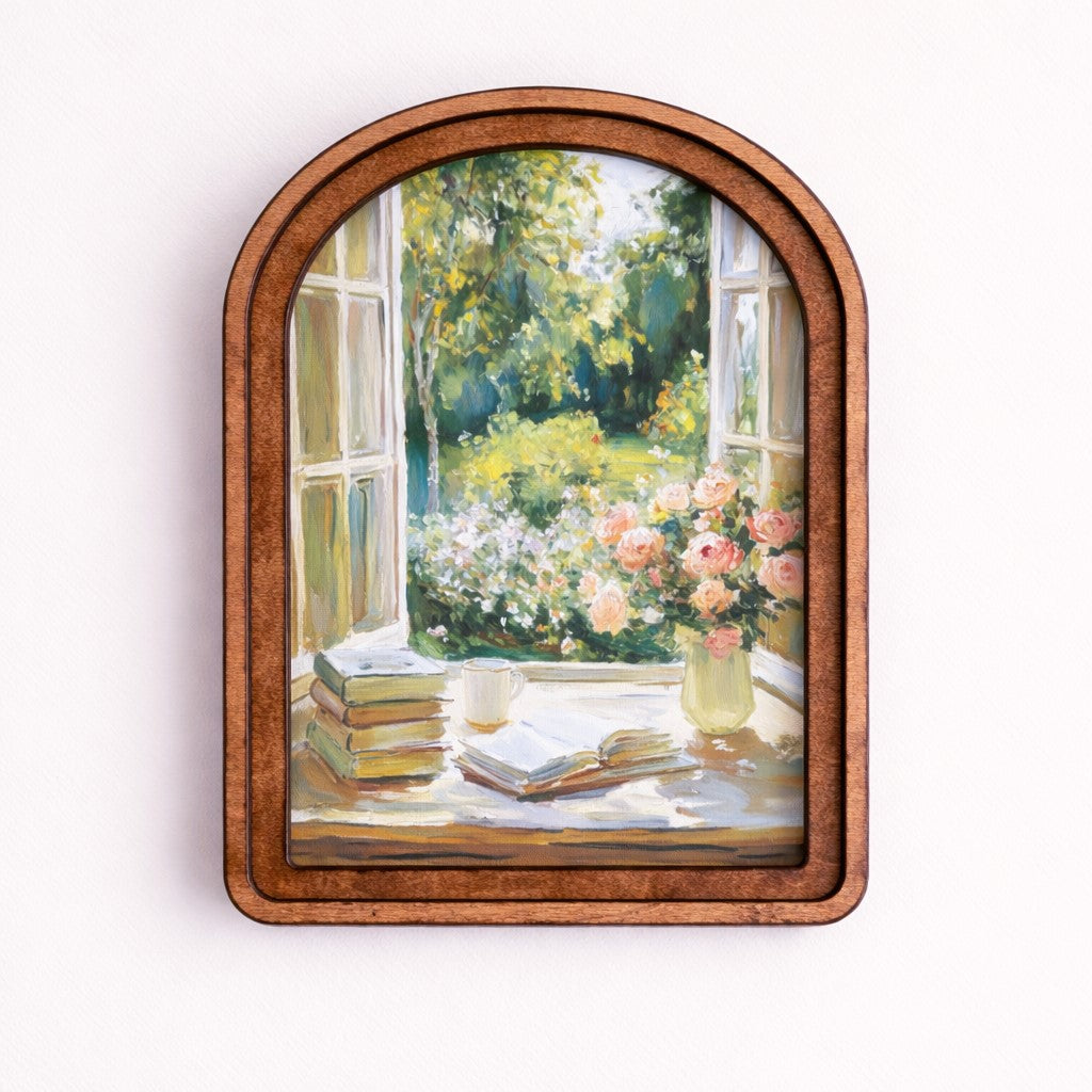 Sunlit Garden Window Framed Art | 8.25x11"