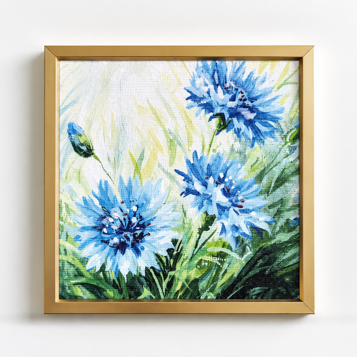Summer Cornflower Framed Art | 4x4