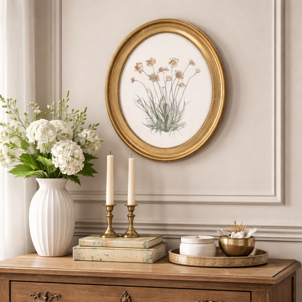 Oval Framed Wildflower Botanical Print | 10x12