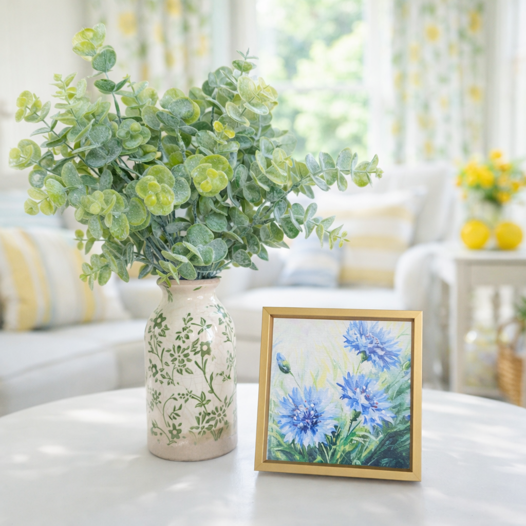 Summer Cornflower Framed Art | 4x4