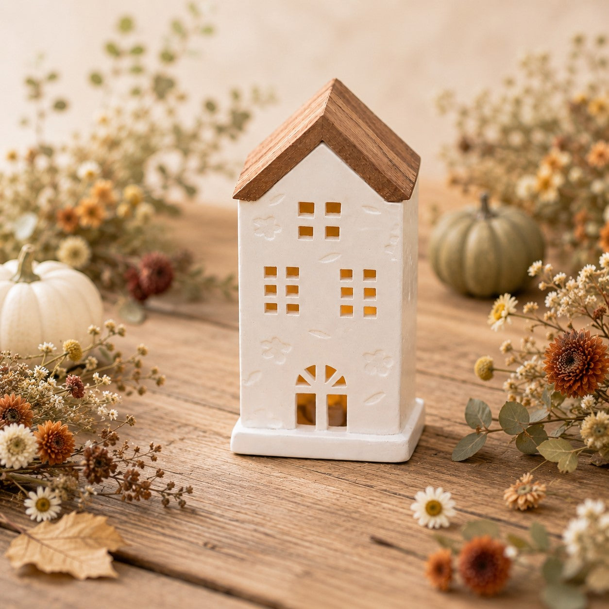 Charming LED Ceramic Wood House | 7.5"