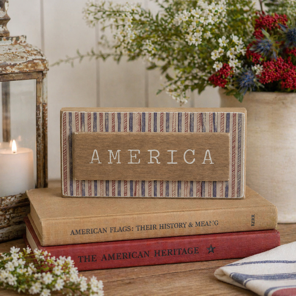 Americana Stripe Wood Block