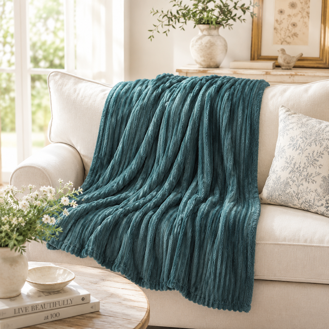 Leah Ultra Soft Ribbed Throw Blanket | 50 x 60
