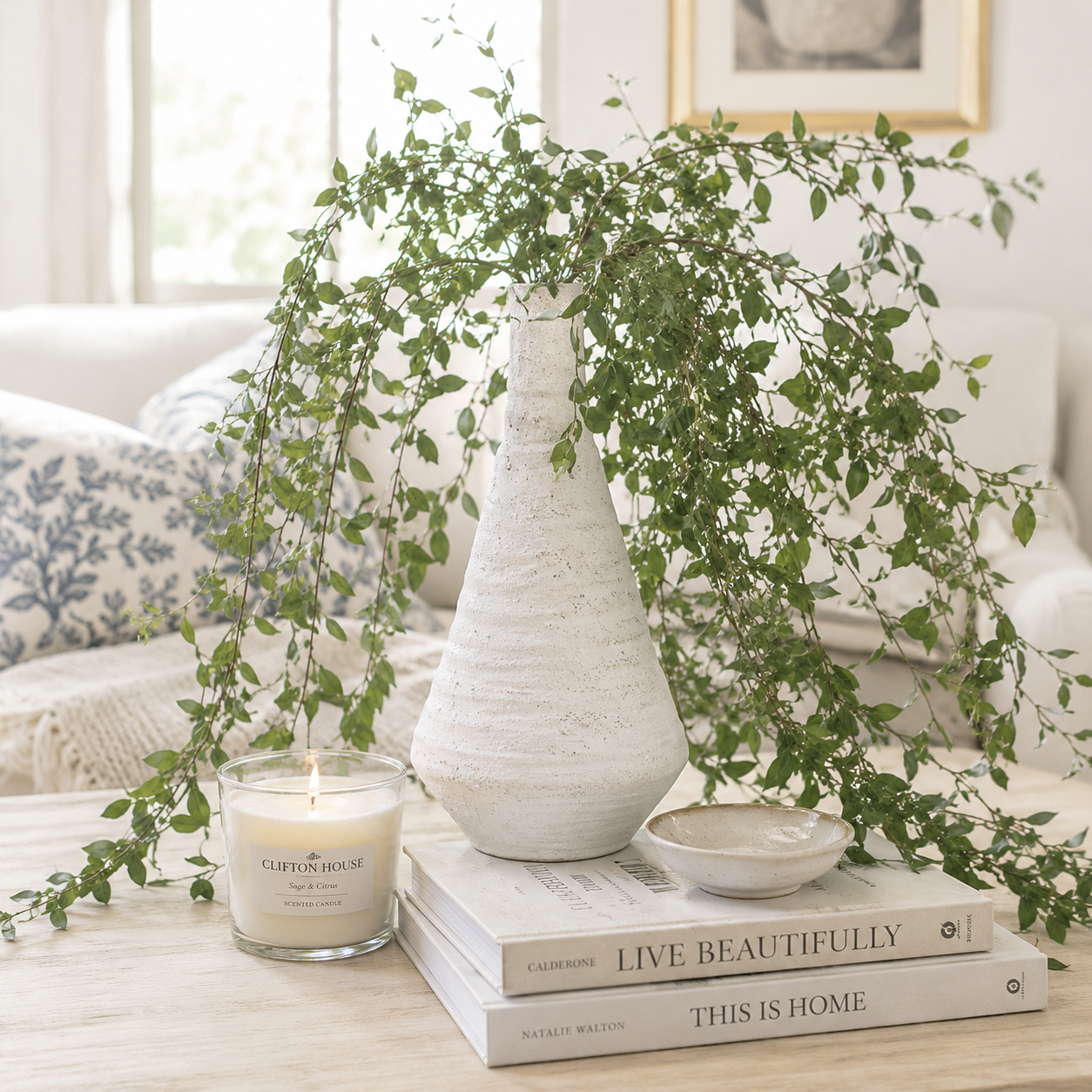 Handcrafted Matte White Vase | 12.5"