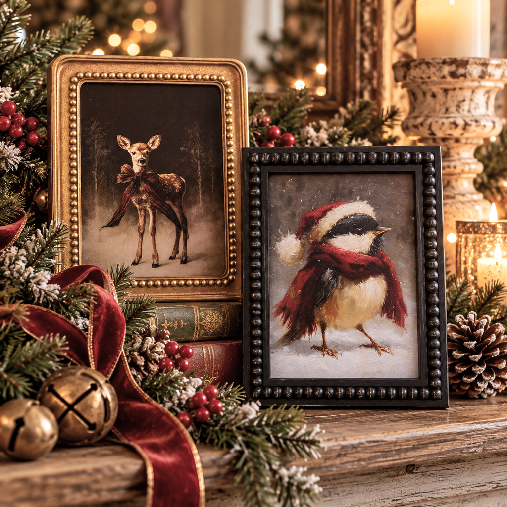 Christmas Woodland Fawn Framed Art | 5x7