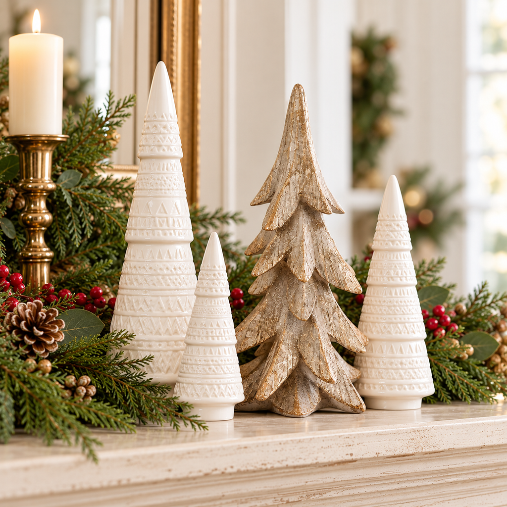 Champagne Gold Christmas Tree | 11.25" Resin Tabletop Decor