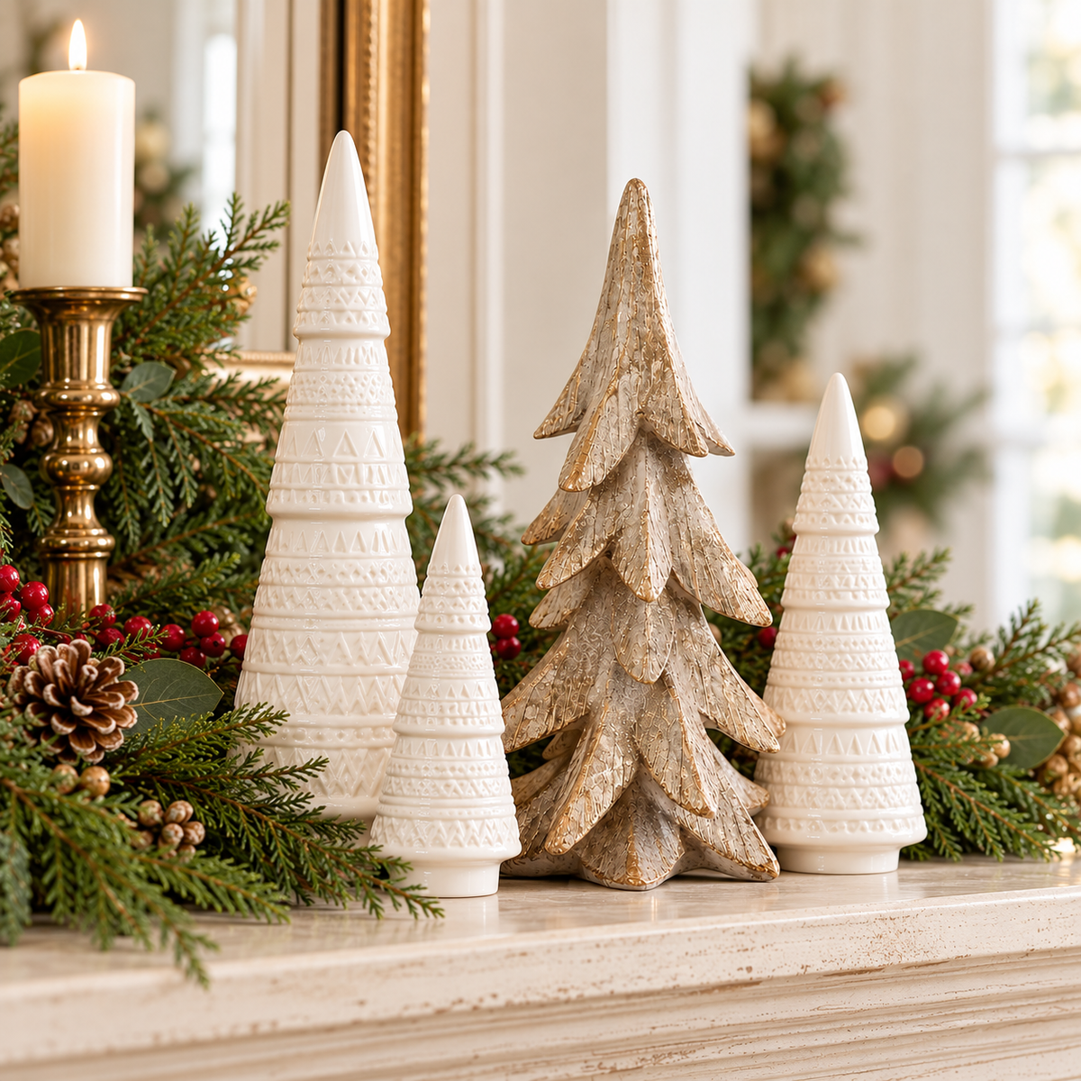 Champagne Gold Christmas Tree | 11.25" Resin Tabletop Decor