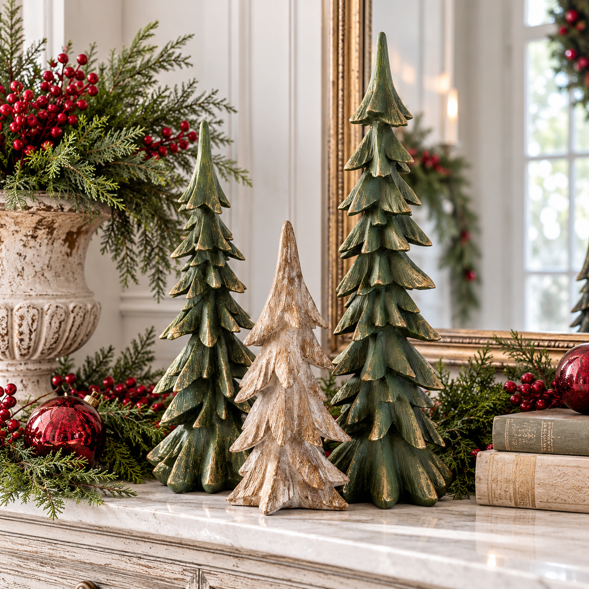 Evergreen & Gold Resin Christmas Tree | Large