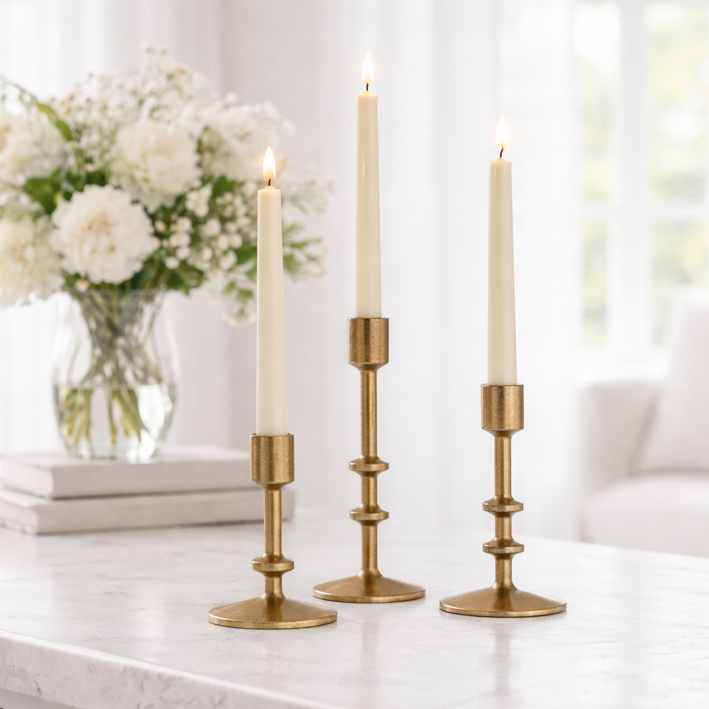 Vintage Gold Candlesticks | Set of 3