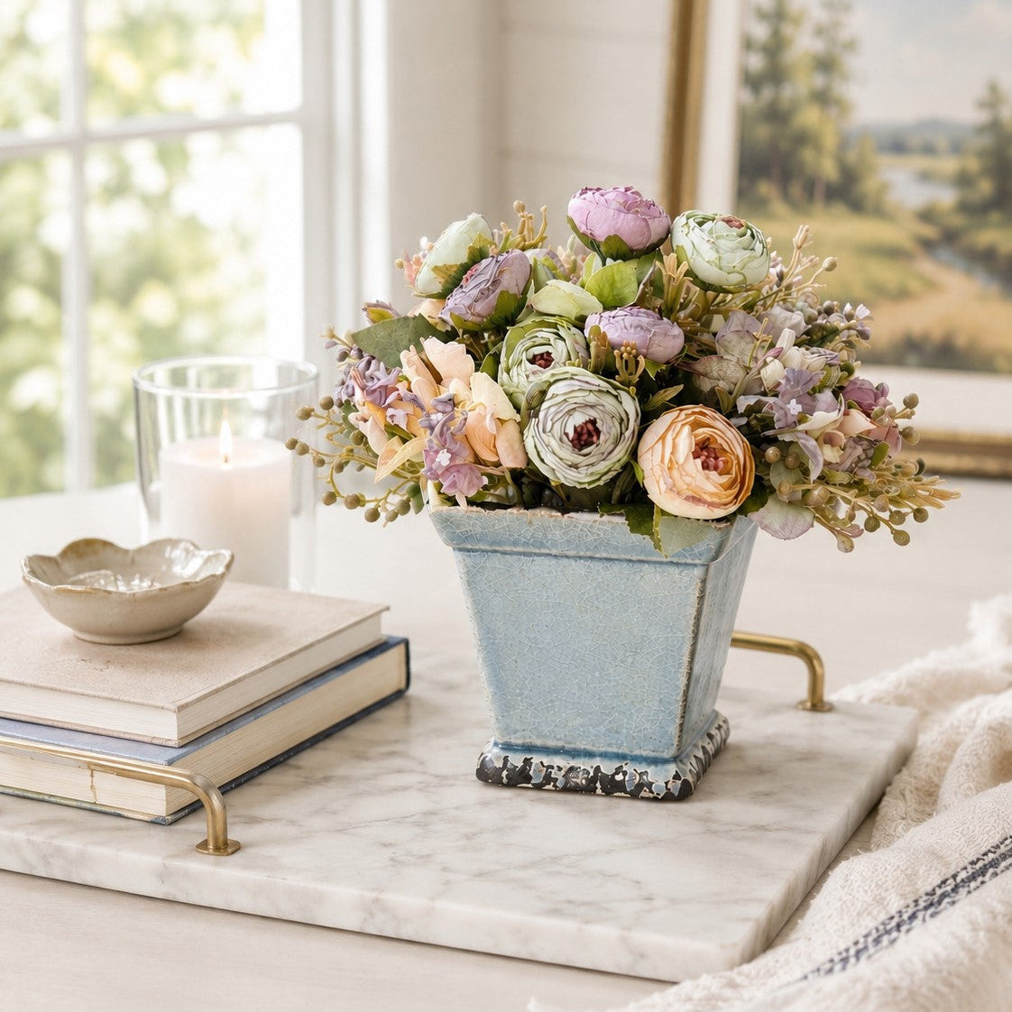 Faded Garden Arrangement | 8" Distressed Planter