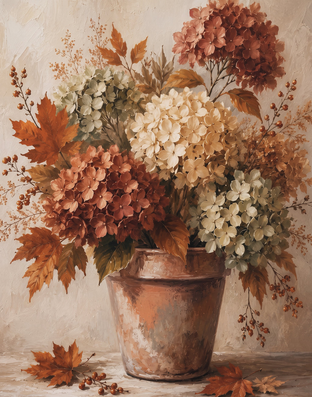 Harvest Hydrangeas Print in Bamboo Frame | 5 x 7