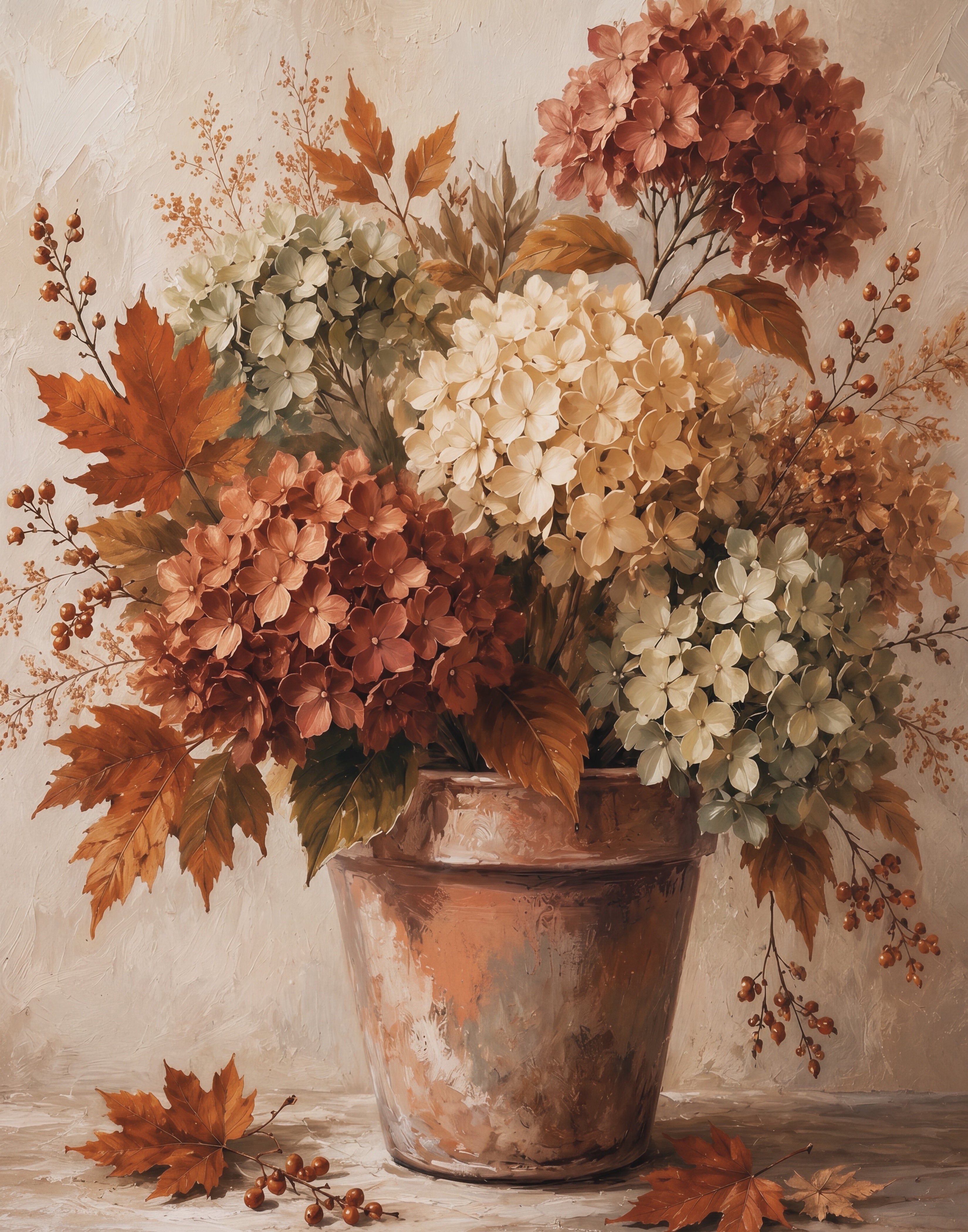 Harvest Hydrangeas Print in Bamboo Frame | 5 x 7