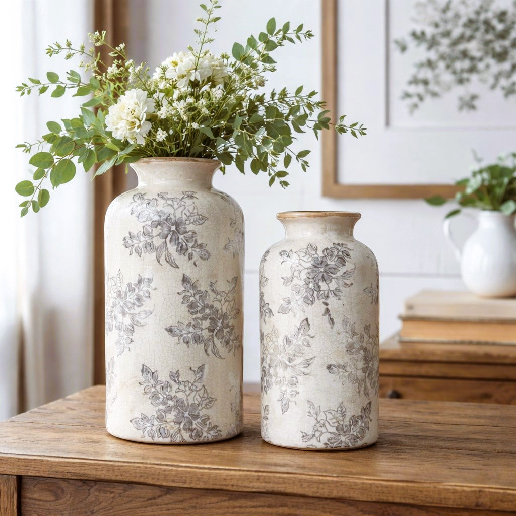 Gia Ceramic Floral Vase |  12.5"