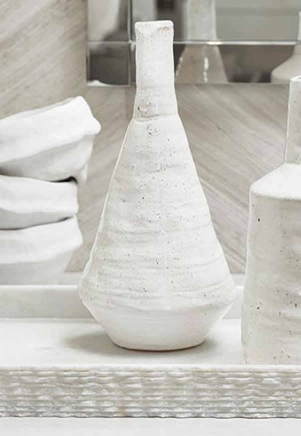 Organic White Ceramic Vase 12.5H