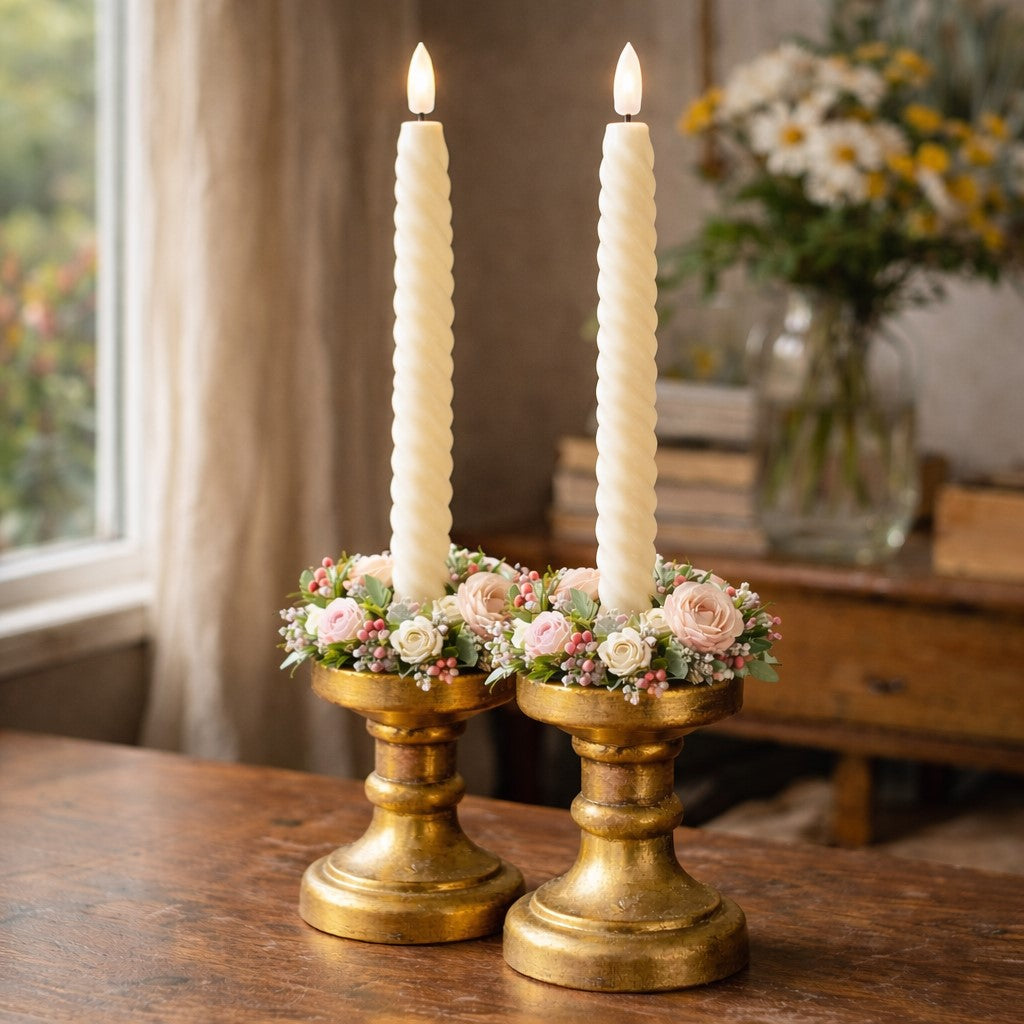 Twisted Ivory Flameless Candle | Set of 2