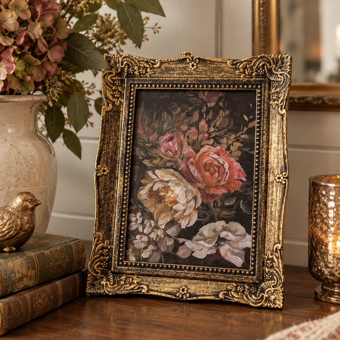 Moody Watercolor Floral Framed Art | 6.5x8.5"
