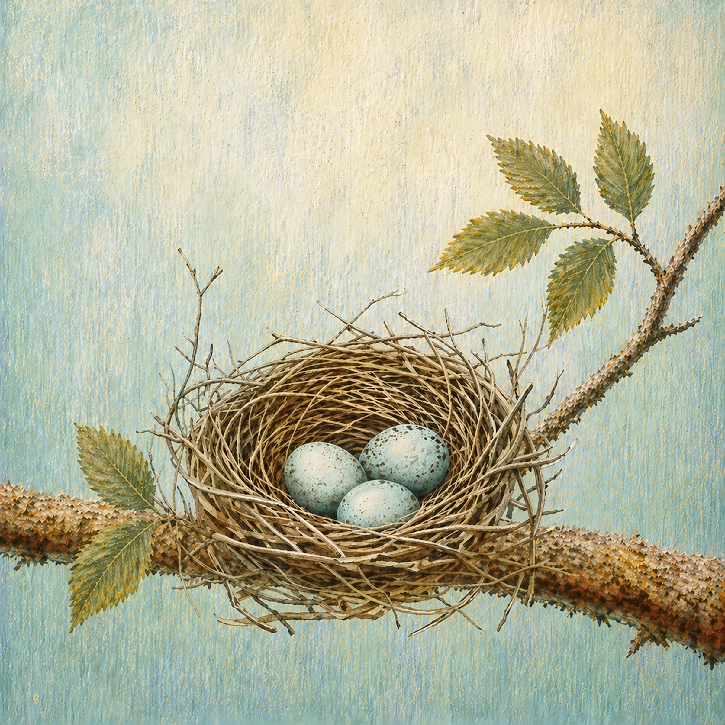 Quiet Nest and Blue Sky | 4x4"