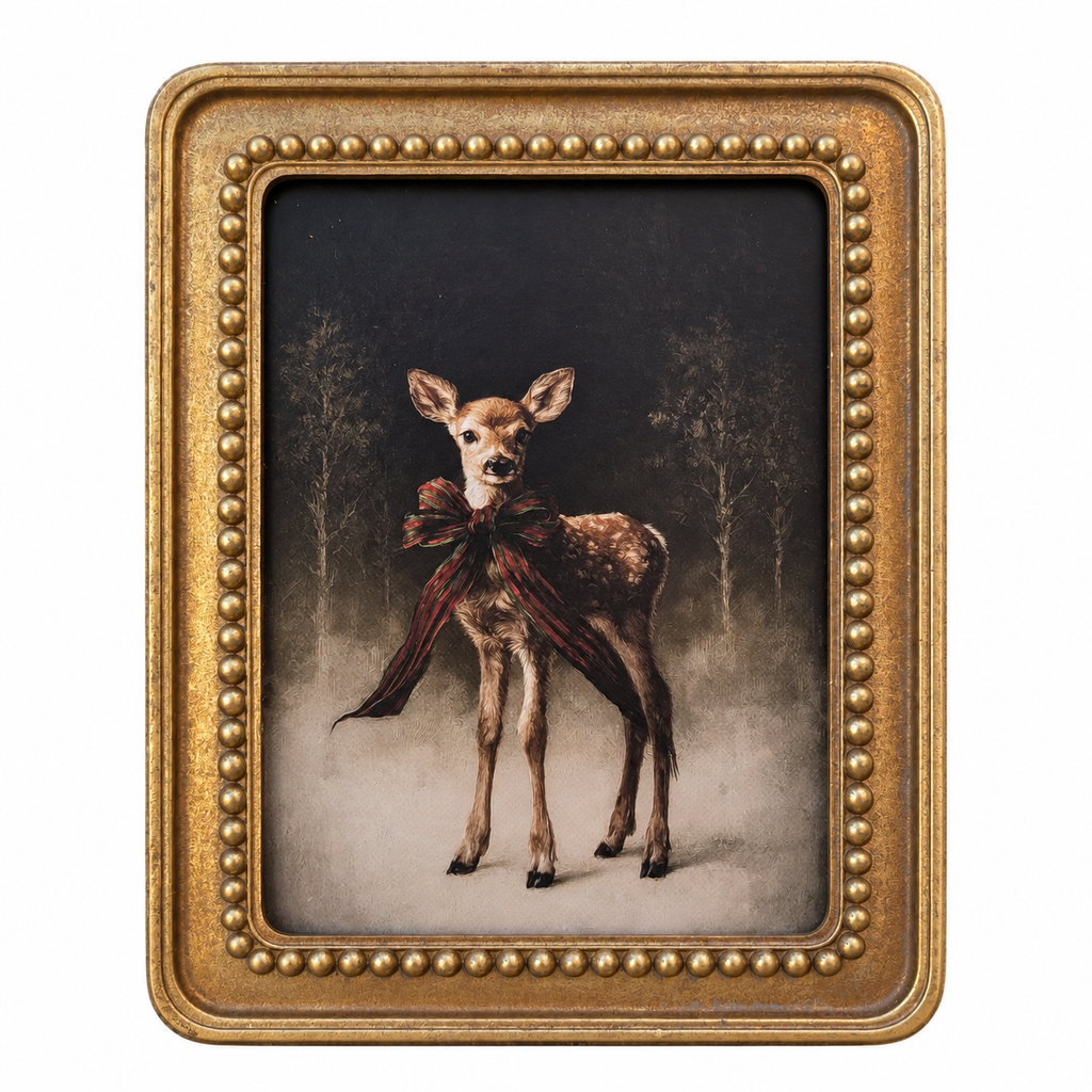 Christmas Woodland Fawn Framed Art | 5x7