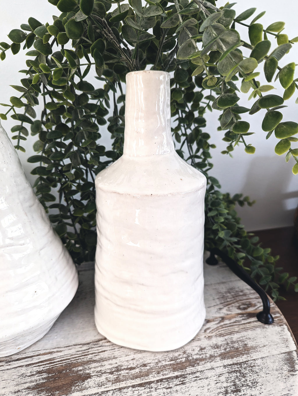 Organic White Ceramic Vase 10.5"