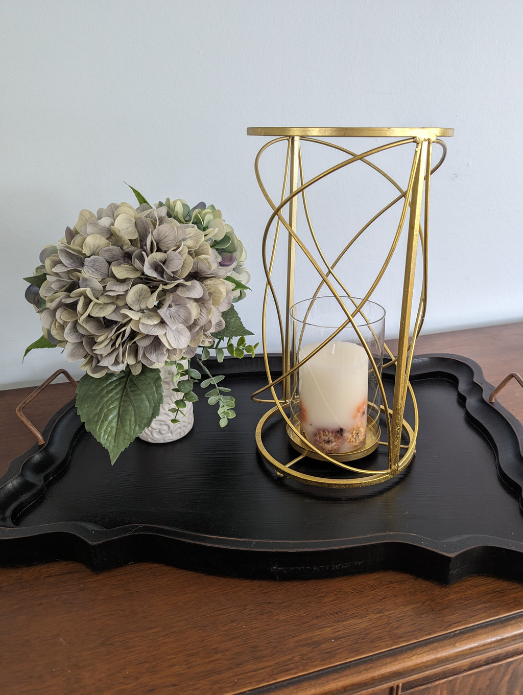 Valentina Gold Metal & Glass Pillar Candle Holder