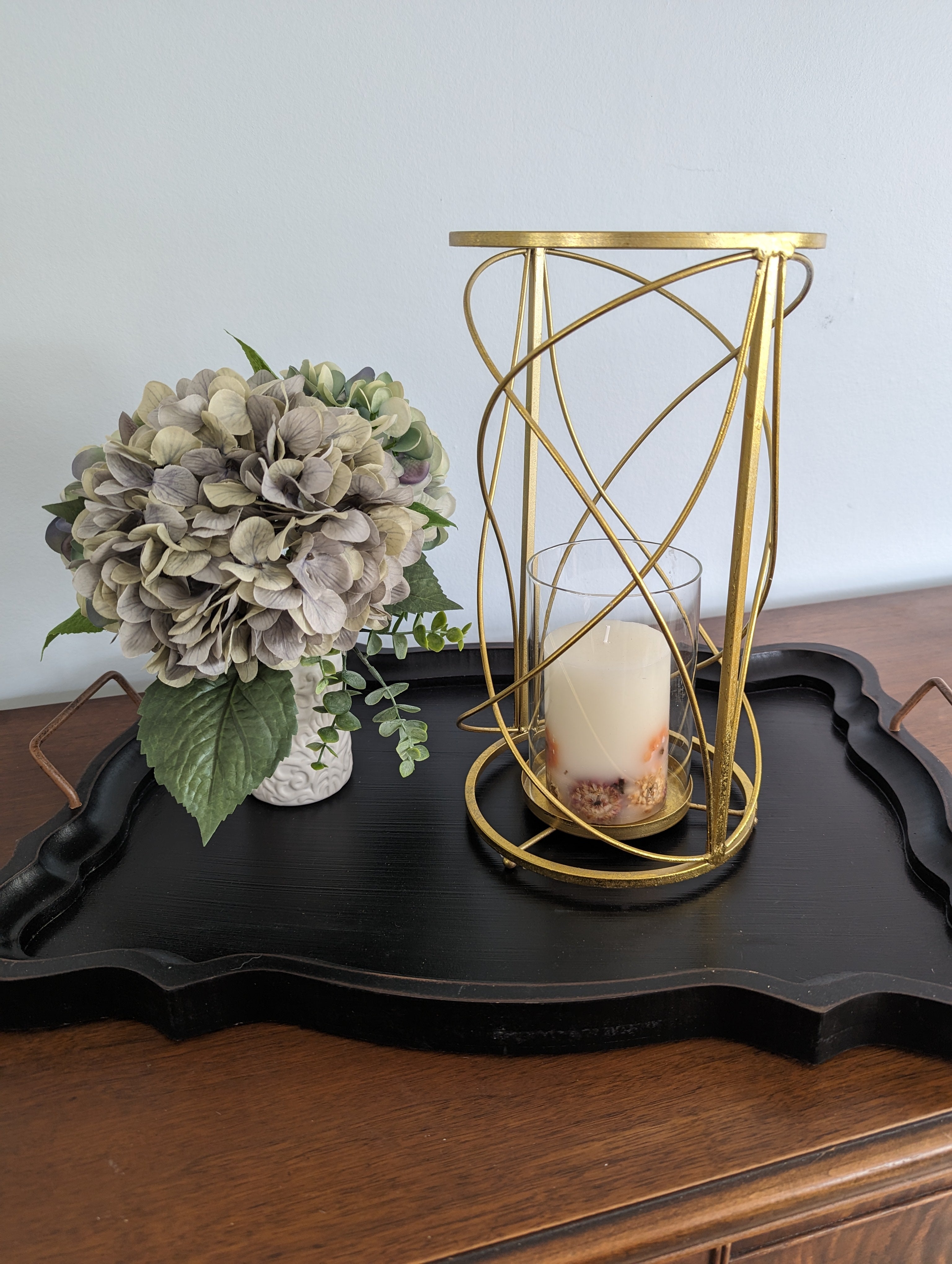 Valentina Gold Metal & Glass Pillar Candle Holder