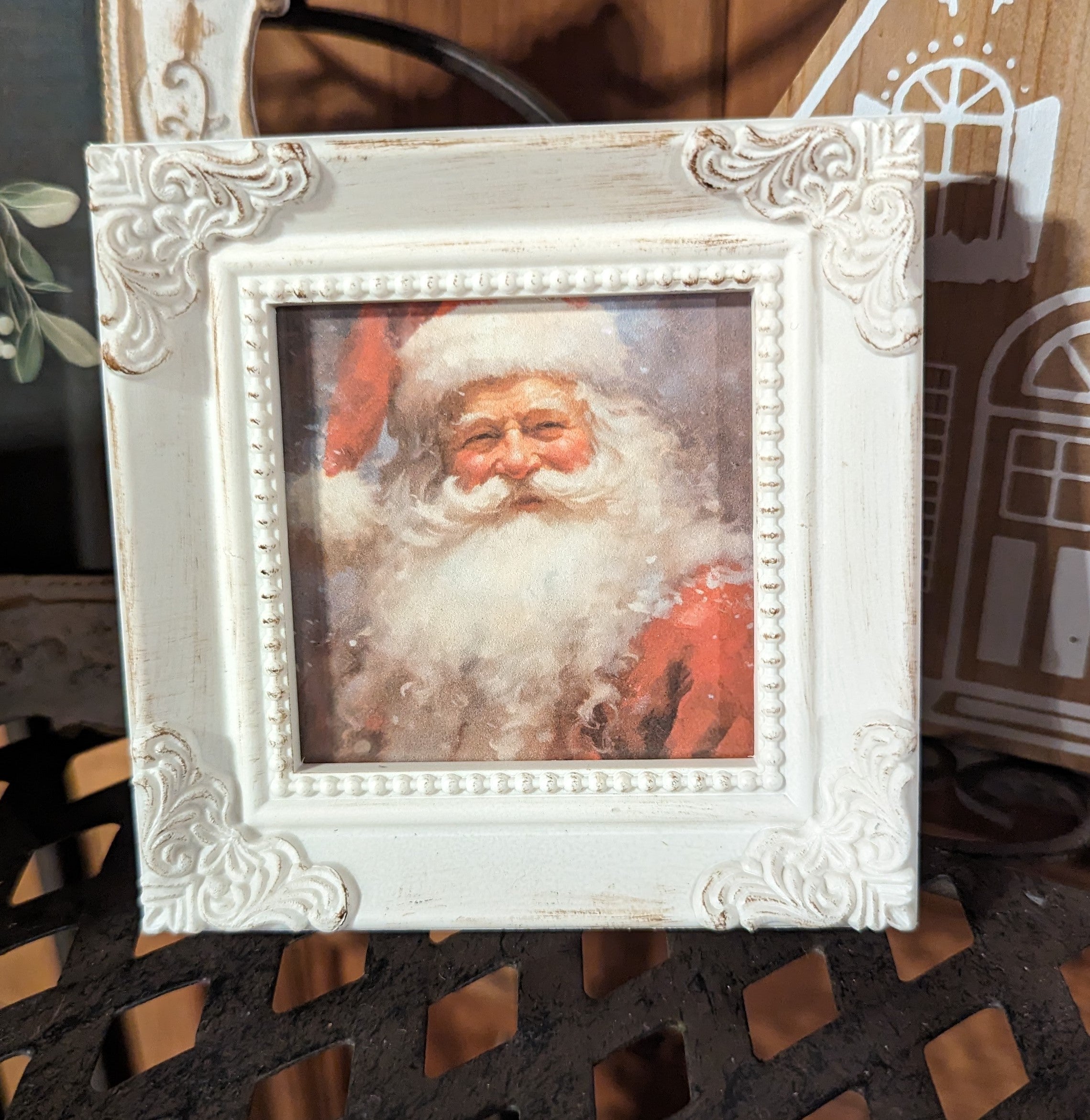 Vintage Santa Mini Framed Print | 4" x 4"